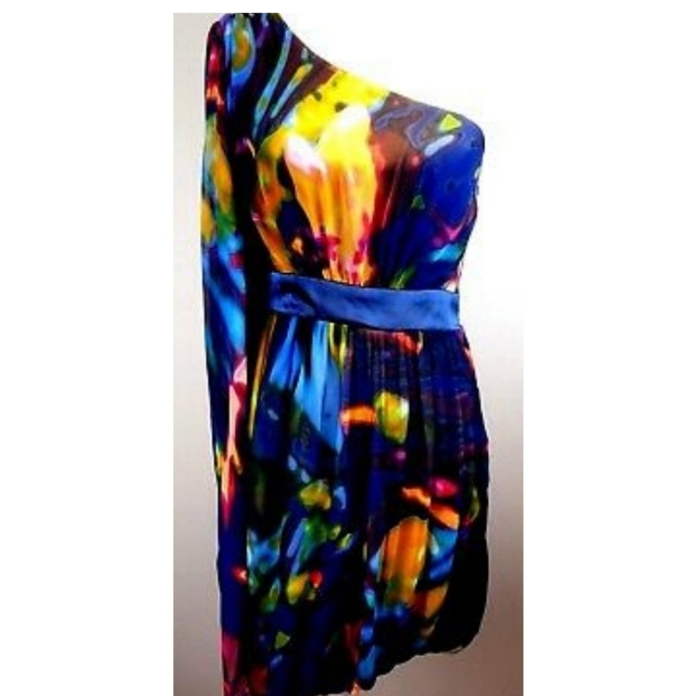 As You Wish One Sleeve Multi-Color Dress Size 9